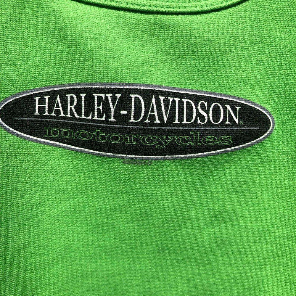 Y2k Harley-Davidson Neon Green Logo Tee - Picture 3 of 4